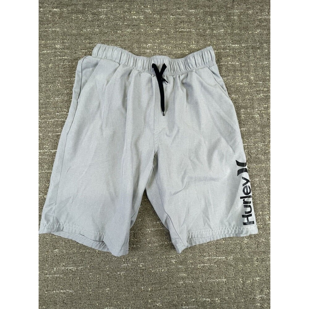 Boy’s Hurley 14/16 Shorts Gray Drawstring Swim Trunks Board